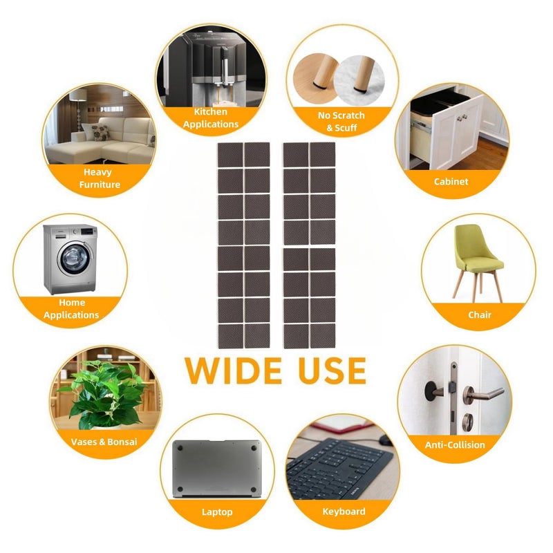 Furnigear Non Slip Furniture Pads - Self Adhesive Rubber Anti Skid Pads Grippers Rubber Chair Feet Furniture Pad for Hardwood Floors -Protectors for Furniture Table Legs Anti Slip 32 Pcs 1-1/2"" Square - Image 4